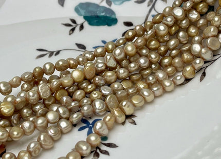 4-5 mm AA Champagne Color Nugget Shape Freshwater Pearl Beads Genuine High Luster Small Freshwater Pearls #P2886
