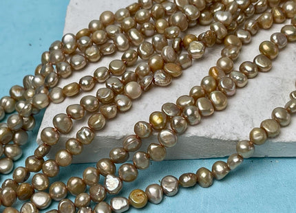 4-5 mm AA Champagne Color Nugget Shape Freshwater Pearl Beads Genuine High Luster Small Freshwater Pearls #P2886