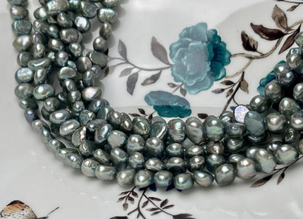 7x9 mm AA Very Rare Grayish Green Color Freshwater Pearl Beads Genuine Freshwater Potato Nugget Pearl #2885