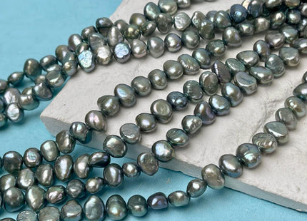 7x9 mm AA Very Rare Grayish Green Color Freshwater Pearl Beads Genuine Freshwater Potato Nugget Pearl #2885