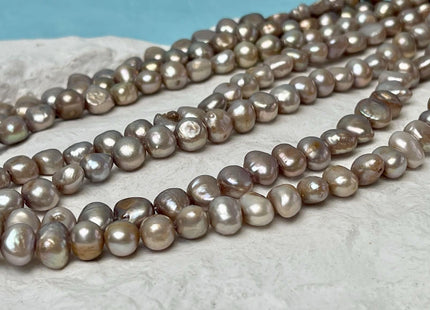 8-9 mm Beige Champagne Color Freshwater Pearl Potato Nugget Beads Genuine Cultured Natural Nugget Pearls 55 Beads #P2887