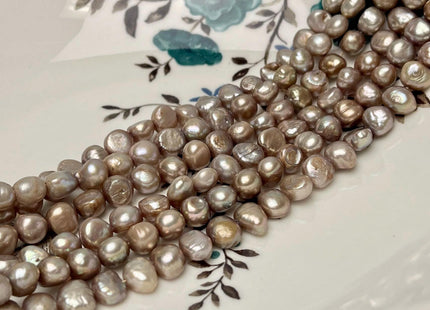 8-9 mm Beige Champagne Color Freshwater Pearl Potato Nugget Beads Genuine Cultured Natural Nugget Pearls 55 Beads #P2887