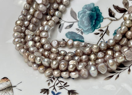 8-9 mm Beige Champagne Color Freshwater Pearl Potato Nugget Beads Genuine Cultured Natural Nugget Pearls 55 Beads #P2887