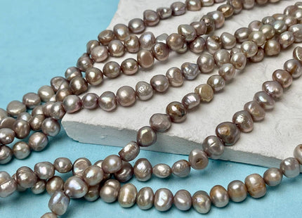 8-9 mm Beige Champagne Color Freshwater Pearl Potato Nugget Beads Genuine Cultured Natural Nugget Pearls 55 Beads #P2887