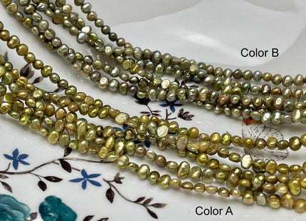 4-5 mm Green/Gold Color Potato Nugget Freshwater Pearl Beads Genuine High Luster Small Tiny Pearl Nuggets #P2889