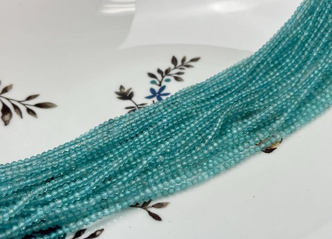 2 mm 2.5 mm Faceted Round Tiny Apatite Blue Color Quartz Gemstone Beads Genuine Natural Quartz Loose Beads 13 Inches Strand #4674