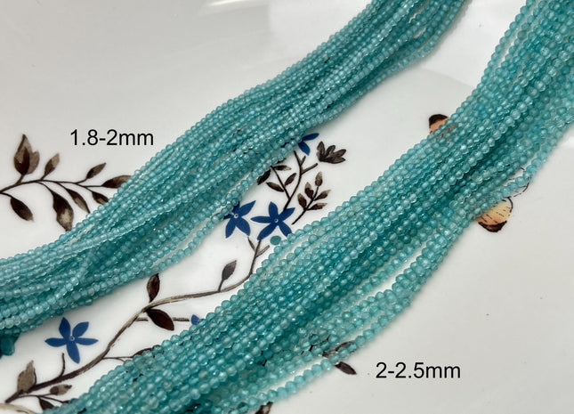 2 mm 2.5 mm Faceted Round Tiny Apatite Blue Color Quartz Gemstone Beads Genuine Natural Quartz Loose Beads 13 Inches Strand #4674
