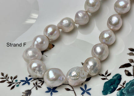 14-18mm AAA Very Rare Jumbo Natural White Freshwater Edison Pearls Top Quality Super High Luster White Baroque Pearls 22-24 Beads #P2871