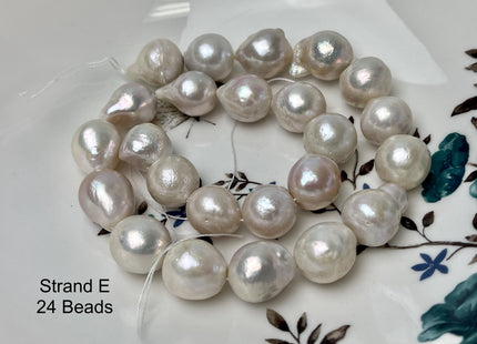 14-18mm AAA Very Rare Jumbo Natural White Freshwater Edison Pearls Top Quality Super High Luster White Baroque Pearls 22-24 Beads #P2871