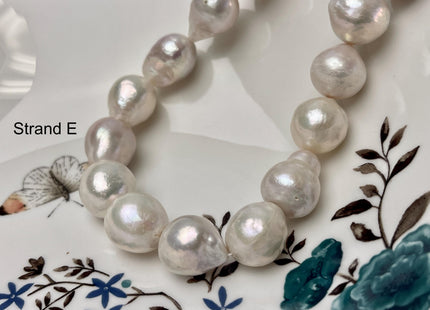 14-18mm AAA Very Rare Jumbo Natural White Freshwater Edison Pearls Top Quality Super High Luster White Baroque Pearls 22-24 Beads #P2871