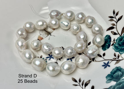 14-18mm AAA Very Rare Jumbo Natural White Freshwater Edison Pearls Top Quality Super High Luster White Baroque Pearls 22-24 Beads #P2871