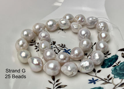 14-18mm AAA Very Rare Jumbo Natural White Freshwater Edison Pearls Top Quality Super High Luster White Baroque Pearls 22-24 Beads #P2871