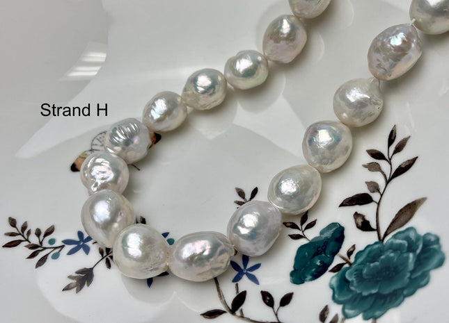 14-18mm AAA Very Rare Jumbo Natural White Freshwater Edison Pearls Top Quality Super High Luster White Baroque Pearls 22-24 Beads #P2871