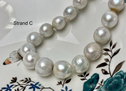 14-18mm AA Very Rare Jumbo Natural White Freshwater Edison Pearls Top Quality Super High Luster White Baroque Pearls 23-28 Beads #P2891