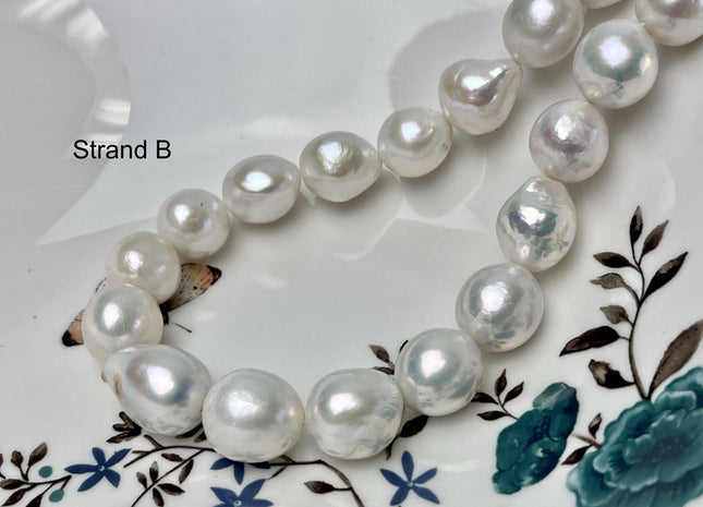 14-18mm AA Very Rare Jumbo Natural White Freshwater Edison Pearls Top Quality Super High Luster White Baroque Pearls 23-28 Beads #P2891