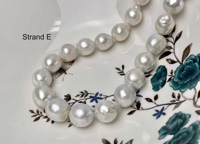 14-18mm AA Very Rare Jumbo Natural White Freshwater Edison Pearls Top Quality Super High Luster White Baroque Pearls 23-28 Beads #P2891
