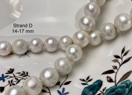 14-18mm AA Very Rare Jumbo Natural White Freshwater Edison Pearls Top Quality Super High Luster White Baroque Pearls 23-28 Beads #P2891