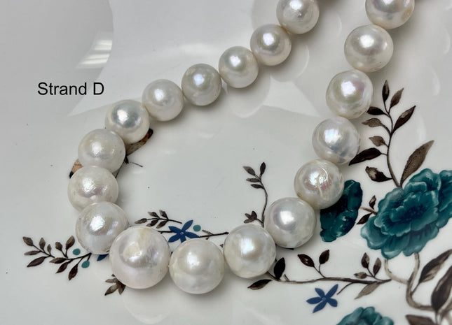 14-18mm AA Very Rare Jumbo Natural White Freshwater Edison Pearls Top Quality Super High Luster White Baroque Pearls 23-28 Beads #P2891