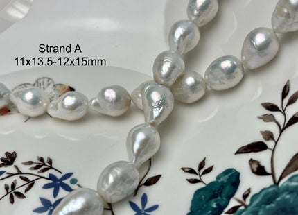 11-18mm AA Very Rare Jumbo Natural White Freshwater Edison Pearls Top Quality Super High Luster White Baroque Pearls 24-30 Beads #P2893
