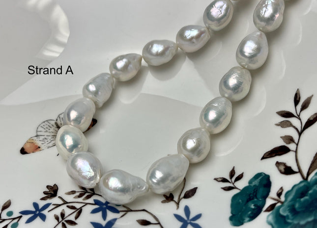 11-18mm AA Very Rare Jumbo Natural White Freshwater Edison Pearls Top Quality Super High Luster White Baroque Pearls 24-30 Beads #P2893
