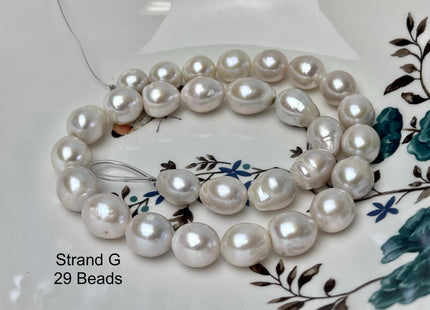 10-13mm AA Very Rare Jumbo Natural White Freshwater Edison Pearls Top Quality Super High Luster White Baroque Pearls 29 Beads #P2893-G
