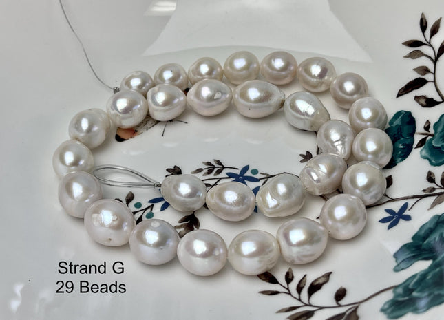 10-13mm AA Very Rare Jumbo Natural White Freshwater Edison Pearls Top Quality Super High Luster White Baroque Pearls 29 Beads #P2893-G