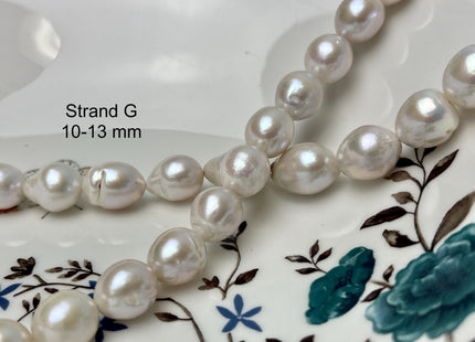 10-13mm AA Very Rare Jumbo Natural White Freshwater Edison Pearls Top Quality Super High Luster White Baroque Pearls 29 Beads #P2893-G