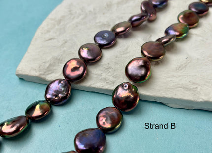 12-13 mm AA/AAA Rainbow Peacock Color Round/Teardrop Coin Freshwater Pearl Beads Genuine High Luster Freshwater Pearl 25-28 Beads #P2892