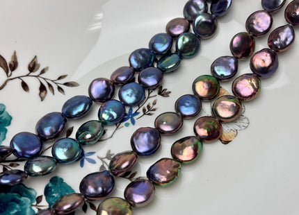 12-13 mm AA/AAA Rainbow Peacock Color Round/Teardrop Coin Freshwater Pearl Beads Genuine High Luster Freshwater Pearl 25-28 Beads #P2892