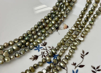 5-7 mm AA Olive Green Color Potato Nugget Freshwater Pearl Beads Genuine High Luster Small Tiny Pearl Nuggets #P2894