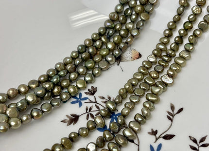 5-7 mm AA Olive Green Color Potato Nugget Freshwater Pearl Beads Genuine High Luster Small Tiny Pearl Nuggets #P2894