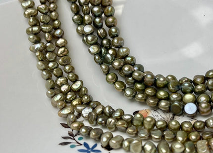 5-7 mm AA Olive Green Color Potato Nugget Freshwater Pearl Beads Genuine High Luster Small Tiny Pearl Nuggets #P2894