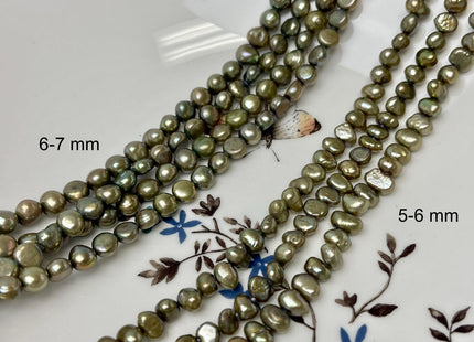 5-7 mm AA Olive Green Color Potato Nugget Freshwater Pearl Beads Genuine High Luster Small Tiny Pearl Nuggets #P2894