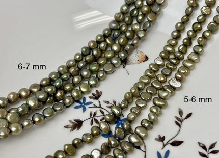 5-7 mm AA Olive Green Color Potato Nugget Freshwater Pearl Beads Genuine High Luster Small Tiny Pearl Nuggets #P2894