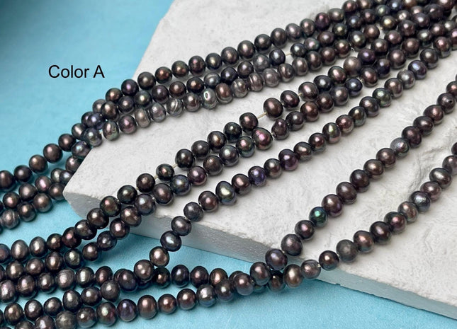 3-5 mm Peacock Black Potato Freshwater Seed Pearls Genuine Very Rare Black Peacock Tiny Small Pearls #P2895