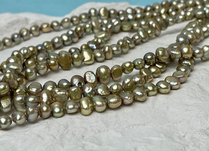 5-6 mm AA Sage Green Potato Nugget Freshwater Pearls Genuine Freshwater Pearl Beads Freshwater Seed Pearls #P2896