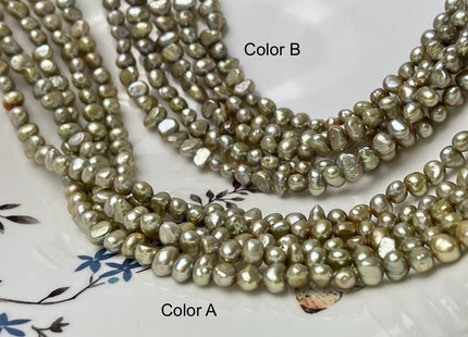 5-6 mm AA Sage Green Potato Nugget Freshwater Pearls Genuine Freshwater Pearl Beads Freshwater Seed Pearls #P2896