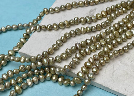 5-6 mm AA Sage Green Potato Nugget Freshwater Pearls Genuine Freshwater Pearl Beads Freshwater Seed Pearls #P2896