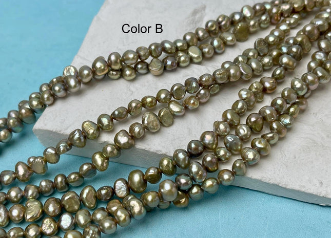 5-6 mm AA Sage Green Potato Nugget Freshwater Pearls Genuine Freshwater Pearl Beads Freshwater Seed Pearls #P2896