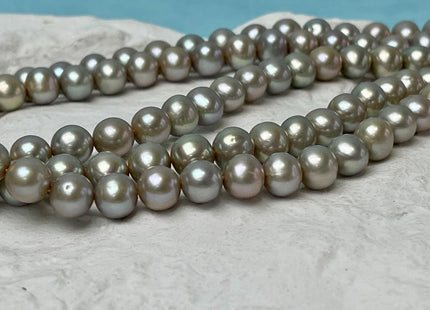 7.5-8 mm AA Rare Grayish Sage Green Off Round Freshwater Pearl Beads Genuine Freshwater Potato Pearl #P2897