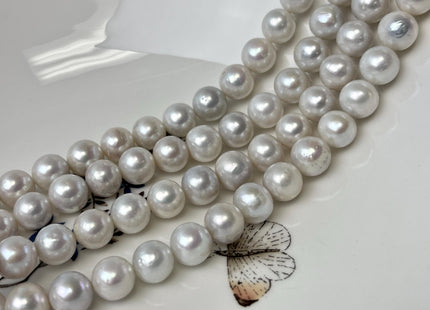 9.5-10 mm AAA Half Strand Large Hole Natural White round Edison Pearl 1.0 mm Hole Genuine High Luster Round Pearl 20 Beads #P2900
