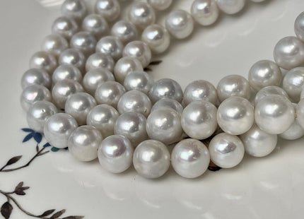 9.5-10 mm AAA Half Strand Large Hole Natural White round Edison Pearl 1.0 mm Hole Genuine High Luster Round Pearl 20 Beads #P2900