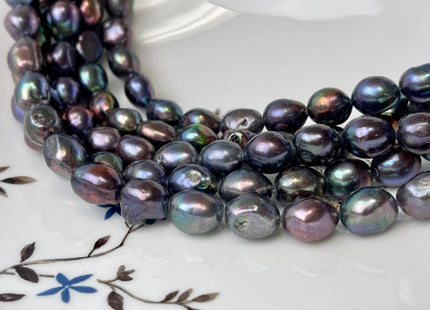 9-10x11-12 mm AA Black Peacock Rice Nugget Freshwater Pearls, Genuine Peacock Nugget Freshwater Pearls #P2901