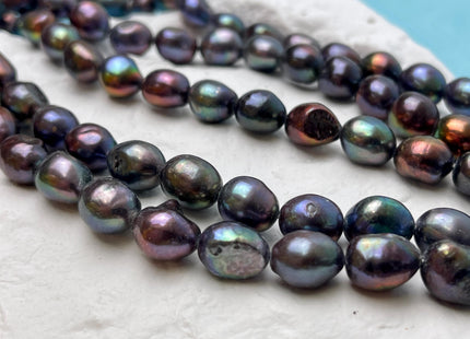 9-10x11-12 mm AA Black Peacock Rice Nugget Freshwater Pearls, Genuine Peacock Nugget Freshwater Pearls #P2901