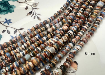 6mm 8mm 10mm DZI Tibetan Agate Faceted Round Blue And White Color Tibetan Agate Gemstone Loose Beads #2393