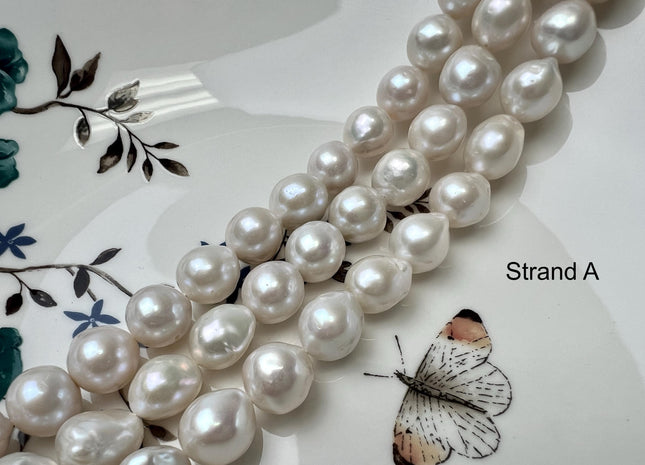 10-11mm AAAA Very Rare Natural White Freshwater Edison Baroque Pearls Top Quality Super High Luster White Baroque Pearls 33-35 Beads #P2904