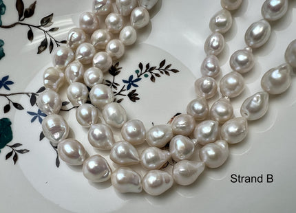 10-11mm AAAA Very Rare Natural White Freshwater Edison Baroque Pearls Top Quality Super High Luster White Baroque Pearls 33-35 Beads #P2904