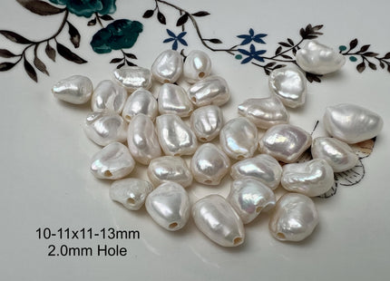 1 Pieces 10-12x13-17mm AAA Large Hole Natural White Keshi Freshwater Pearl Bead Hole Size 1.2-2.0mm High Luster Center Drilled Beads #P2905