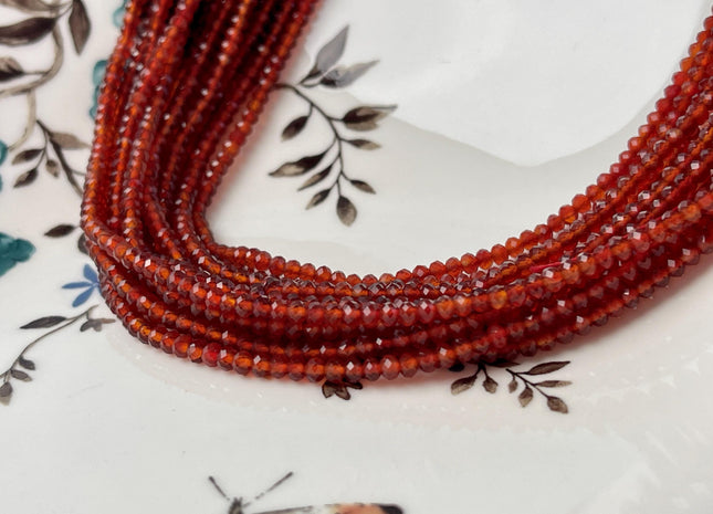 2x3 mm AAA Faceted Rondelle Orange Carnelian Gemstone Beads Quality Micro Faceted Carnelian Gemstone Loose Beads # 2432