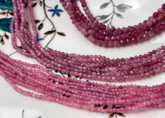 2mm 2.5mm OR 3.5mm Natural Pink Micro Faceted Round Tourmaline Gemstone Beads Tiny Pink Tourmaline Loose Beads #2051